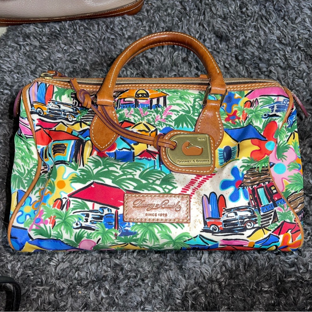 RARE! Dooney & Bourke " Sandbar " Tropical Print Satchel Purse.